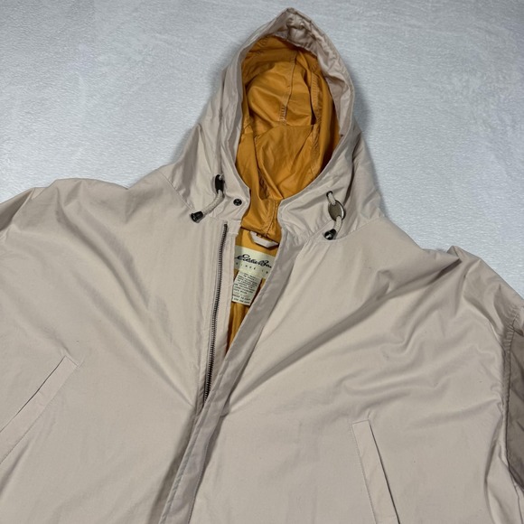 Eddie Bauer Other - Eddie Bauer Jacket Mens Large Beige Hooded Nylon PU Laminated Parka Outdoor Coat
